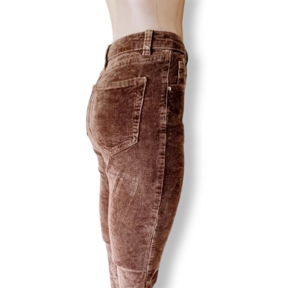Brown corduroy denim flared jeans Zipper fly with one top button AU 6-8 - Picture 4 of 6
